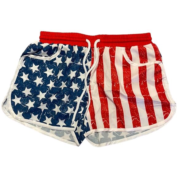 Stars And Stripes Patriotic Drawstring Shorts Size Small NEW - Picture 1 of 3